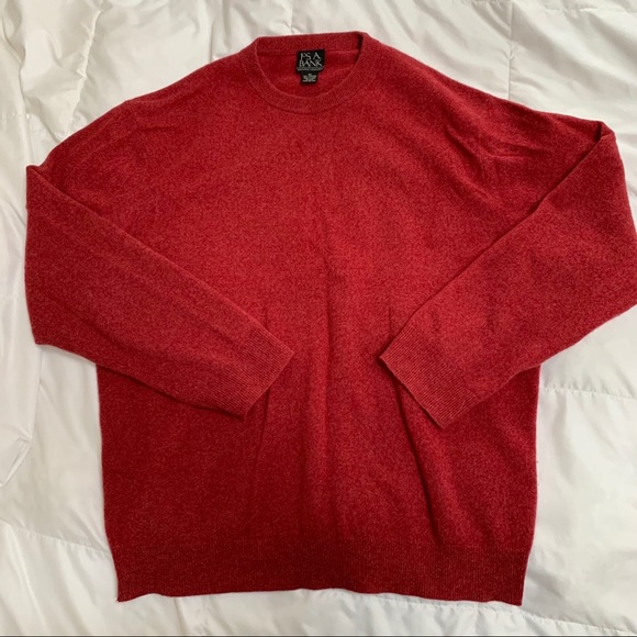 Joseph A Bank crew neck red cashmere sweater